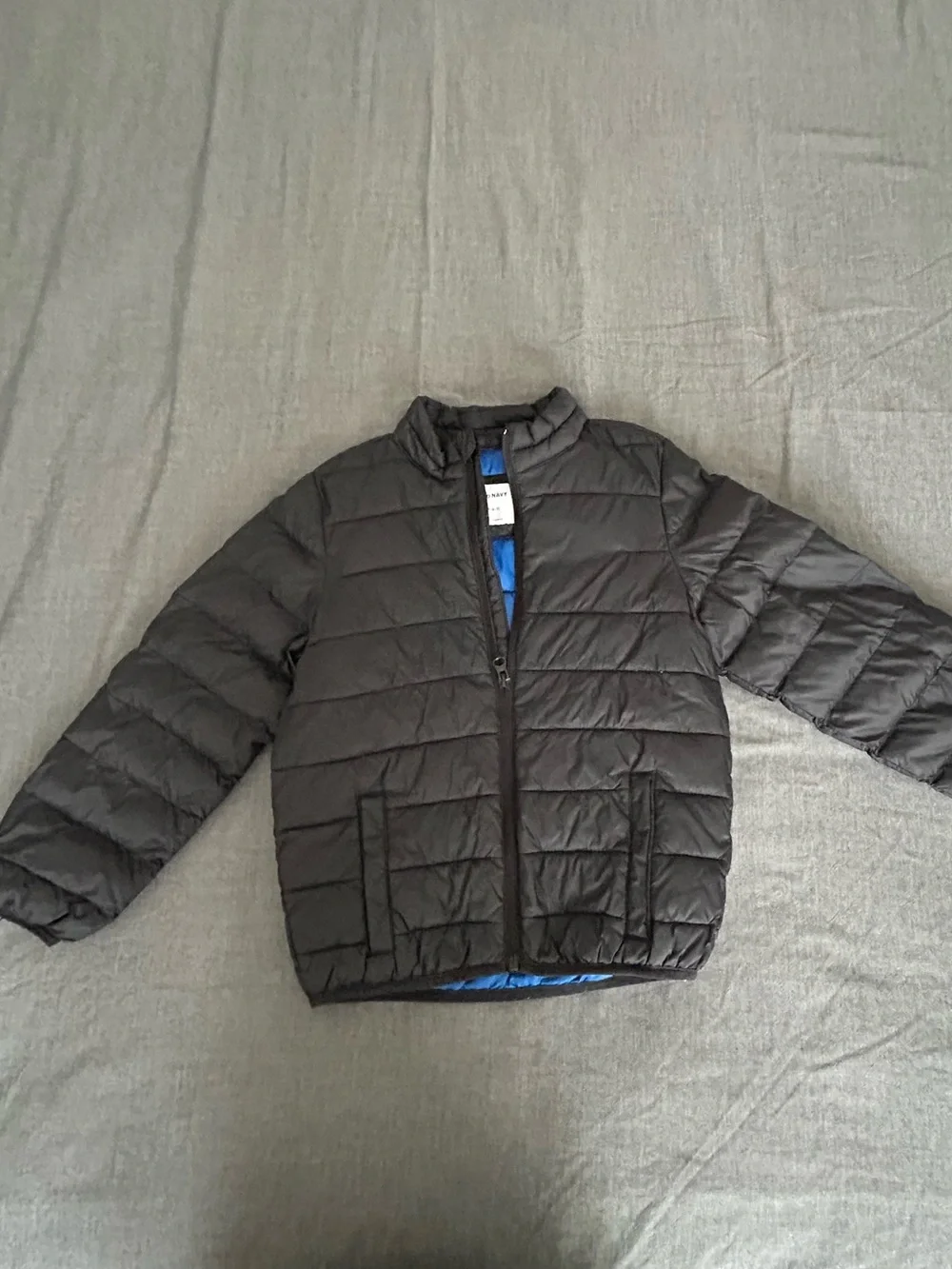 Old Navy Kids Black Packable Puffer with Blue Lining